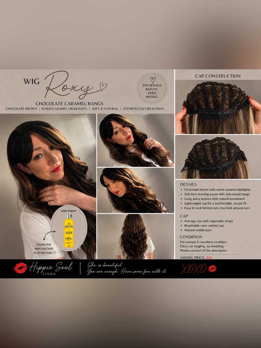 30” Roxy | Chocolate Brown & Caramel Highlight Wavy Wig